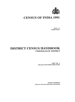District Census Handbook, Chikmagalur, Part XII-A, Series-11