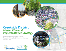 Creekside District Master Plan and Implementation Strategy Adopted by Beaverton City Council Resolution No