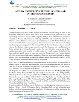 A Study on Emerging Trensds in Media and Entertainment in India