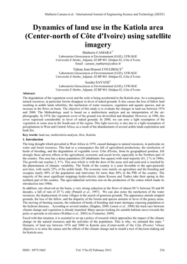Dynamics of Land Use in the Katiola Area