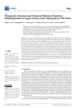 Ontogenetic Structure and Temporal Patterns of Summer Ichthyoplankton in Upper Course of the Xijiang River, SW China