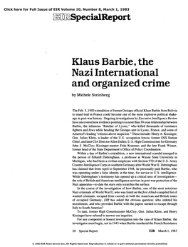 Klaus Barbie, the Nazi International, and Organized Crime