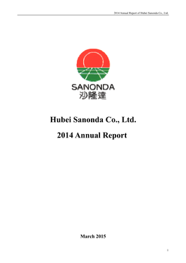 Hubei Sanonda Co., Ltd. 2014 Annual Report