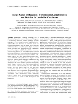 Target Genes of Recurrent Chromosomal Amplification And