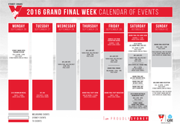 2016 Grand Final Week Calendar of Events