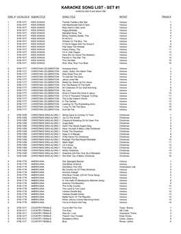 KARAOKE SONG LIST - SET #1 Sorted by Disk # and Album Title