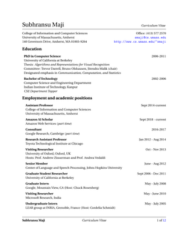 Subhransu Maji Curriculum Vitae