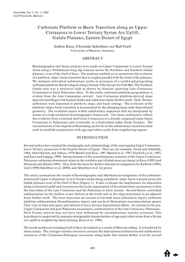 Carbonate Platform to Basin Transition Along an Upper Cretaceous to Lower Tertiary Syrian Arc Uplift, Galala Plateaus, Eastern Desert of Egypt