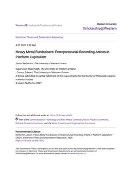 Entrepreneurial Recording Artists in Platform Capitalism