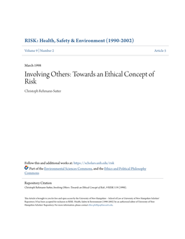 Towards an Ethical Concept of Risk Christoph Rehmann-Sutter