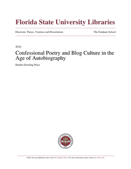 Confessional Poetry and Blog Culture in the Age of Autobiography Deidre Dowling Price