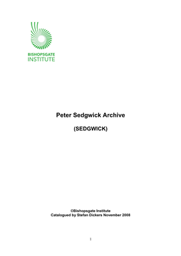 Peter Sedgwick Archive