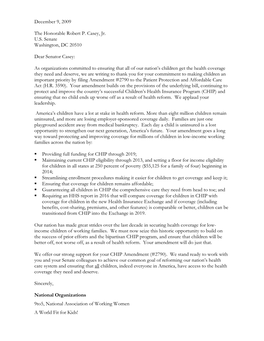 Letter of Support Casey Children's CHIP Amendment