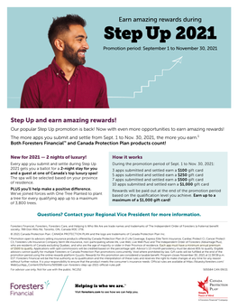 Step up 2021 Promotion Period: September 1 to November 30, 2021