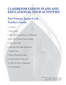 Classroom Lesson Plans and Educational Tour Activities