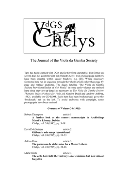 The Journal of the Viola Da Gamba Society