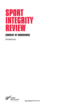 Sport Integrity Review Summary of Submissions September 2019 01