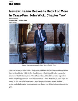 Review: Keanu Reeves Is Back for More in Crazy-Fun 'John Wick