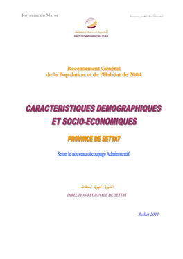 Caractéristiques Démographiques Et Socio-Économiques De La Province