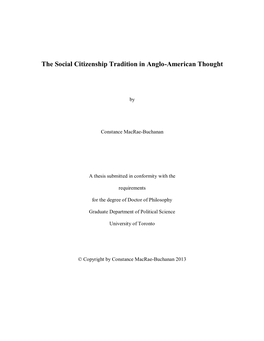 The Social Citizenship Tradition in Anglo-American Thought