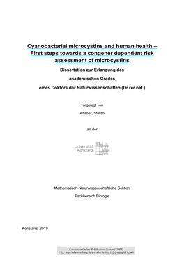 Cyanobacterial Microcystins and Human Health : First Steps Towards A