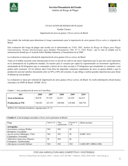 EVALUACION DE RIESGO DE PLAGAS Estudio Técnico Importación De Arroz En Granza (Oryza Sativa), De Brasil