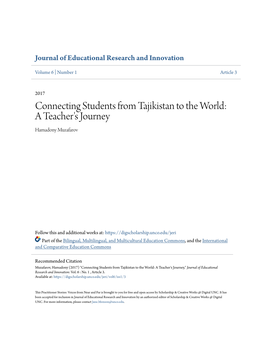 Connecting Students from Tajikistan to the World: a Teacher's Journey Hamadony Muzafarov