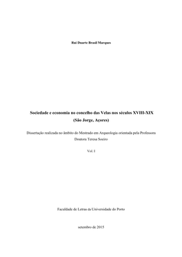 Sociedade E Economia No Concelho Das Velas Nos Séculos XVIII-XIX