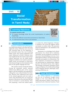 Unit - 10 Social Transformation in Tamil Nadu