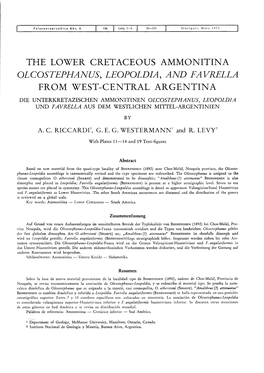 The Lower Cretaceous Ammonitina Olcostephanus, Leopoldia, Aa® Favrella from West-Central Argentina