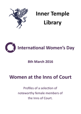 Women at the Inns of Court
