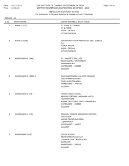 S.No. EXAM CENTRE CENTRE ADDRESS/ EXAM VENUE