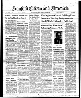 CRANFORD,.NEW.JERSEYJ THURSDAY, MAY 29, 1969 Cranford, New Jersey, 07019 15 CENTS Vol