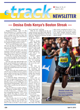 — Desisa Ends Kenya's Boston Streak —