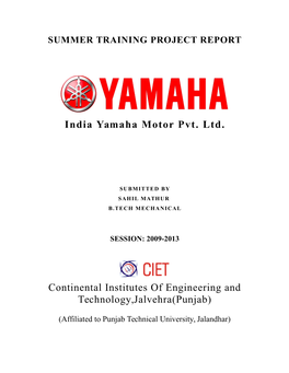 India Yamaha Motor Pvt. Ltd. Continental Institutes Of