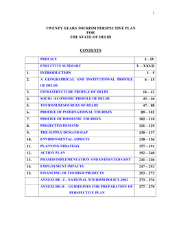 Twenty Years Tourism Perspective Plan for the State of Delhi