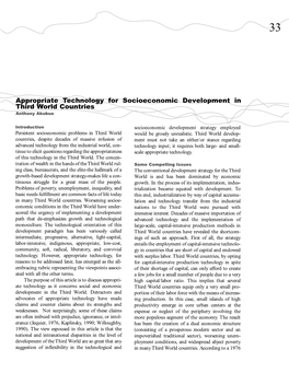 Appropriate Technology for Socioeconomic Development in Third World Countries Anthony Akubue