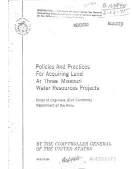 RED-75-386 Policies and Practices for Acquiring Land at Three Missouri