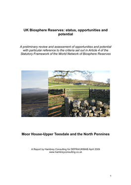 UK Biosphere Reserves: Status, Opportunities and Potential