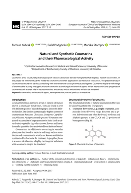 Natural and Synthetic Coumarins and Their Pharmacological Activity 169