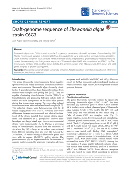 Draft-Genome Sequence of Shewanella Algae Strain C6G3 Axel Aigle, Valerie Michotey and Patricia Bonin*
