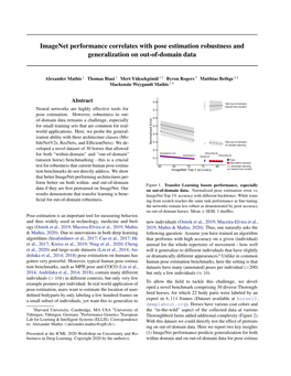 Imagenet Performance Correlates with Pose Estimation Robustness and Generalization on Out-Of-Domain Data