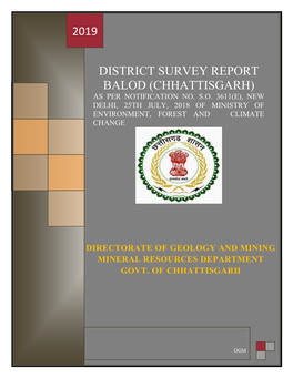 District Survey Report Balod (Chhattisgarh) As Per Notification No