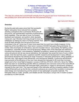 A History of Helicopter Flight J. Gordon Leishman Professor of Aerospace Engineering, University of Maryland, College Park