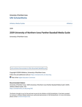 2009 University of Northern Iowa Panther Baseball Media Guide