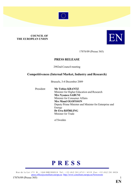 PRESS RELEASE Competitiveness