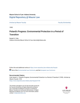 Poland's Progress: Environmental Protection in a Period of Transition