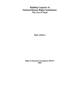 Building Capacity of National Human Rights Institutions: the Case of Nepal