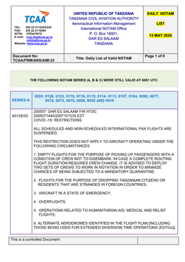 Aeronautical Information Promulgation Advice Form