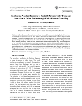 Evaluating Aquifer Response to Variable Groundwater Pumpage Scenarios in Indus Basin Through Finite Element Modeling